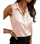 Zeagoo Womens Satin Blouse Sleeveless Silk Tank Tops Button Down Shirts Business Casual Outfits 2026