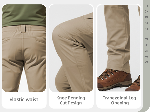 Men's Tactical Cargo Pants Stretch Lightweight Waterproof Work Hiking Outdoor Casual Pants