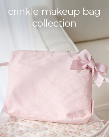 Case-Mate Crinkle Makeup Bag Collection - Waterproof Essentials for Women - Cute Bow - Pink White