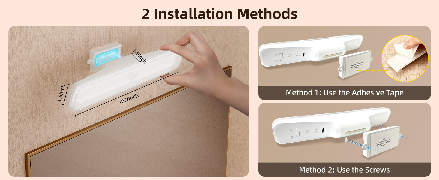 mirror lights stick on