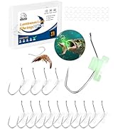 UCEC Luminous Live Shrimp Hooks High Carbon Steel Fishing Hooks Saltwater Corrosion Resistant Bar...
