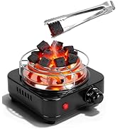 500W Electric Charcoal Burner Charcoal Starter Compact Coal Stove Burner with Grill and Tongs 5 T...