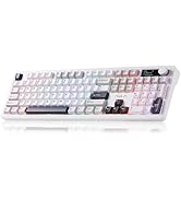 AULA F106PRO Wireless Keyboard, Full Size Mechanical Keyboard with Media Knob &amp; Screen, 8000mAh B...