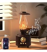 AVEKI Vintage Kerosene Table Lamp with Bluetooth Speaker, Infinitely Dimmable Rechargeable LED Li...