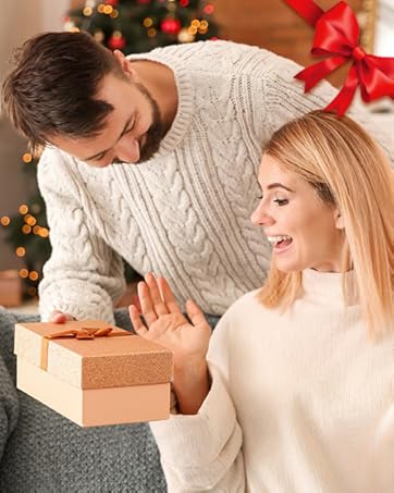 Text reads 'PRESENT FOR HIM AND HER'. Series of hands demonstrating product usage in multiple steps against white background.