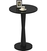 LAATOOREE Round Side Table, 15" Pedestal Drink Table, Wood Accent End Table, Large Tabletop, Soli...