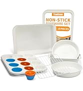 Ymiton Nonstick Baking Pans Set, 19 PCS Stackable Bakeware Sets, Oven Pan Set Includes Baking Tra...