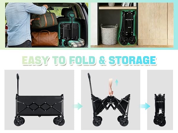 Collapsible Wagon Cart with Wheels Foldable