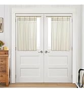 Back Door Curtains 40 Inch Length for Inside House,Pinch Pleated Linen Sheer Small Front Door Win...