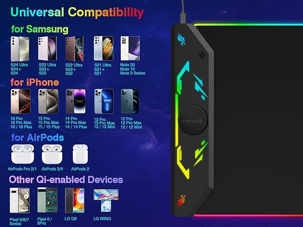 Gaming mouse pad RGB mousepad wireless charging