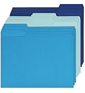 12Pcs Blue File Folders Letter Size Colored Manilla File Folders with 1/3-cut Tabs Decorative Fil...