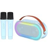 summina Mini Karaoke Machine with 2 Wireless Microphones Portable BT Speaker Rechargeable 10W HiF...