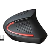 SUNGI Vertical Ergonomic Optical 2.4G Wireless Mouse, 800/1200 /1600 DPI, 5 Buttons for Laptop, D...