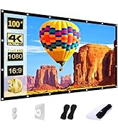 AAJK Projector Screen 100 inch, Washable Projector Screen 16:9 Foldable Anti-Crease Portable Proj...