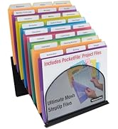 Ultimate Office 8 Section High Capacity Black Wire Mesh Inclined Desktop Organizer, StepUp File S...