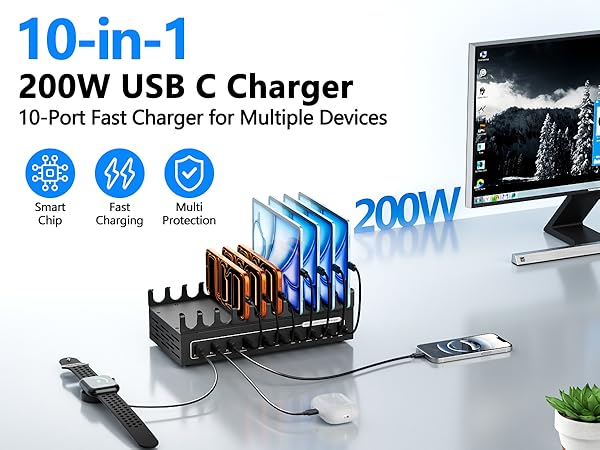 USB C Charging Station for Multiple Devices