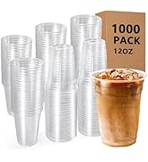 WUHUIXOZ 1000 Pack 12 oz Clear Plastic Cups, 12 Ounce Disposable Plastic Drinking Cups, Crystal C...