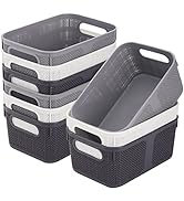 Frcctre Set of 9 Woven Plastic Storage Baskets, 9.25" x 6.5" x 4.25" Small Plastic Woven Basket O...