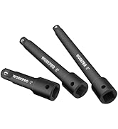 WORKPRO Drive Impact Extension Bar Set, 3 PCS Socket Extensions, 3”, 6” and 8” Length, Premium Ch...