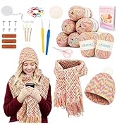 Katech Crochet Kit for Beginners-Crochet Kit for Adults Learn to Crochet Granny Square Scarf Bean...