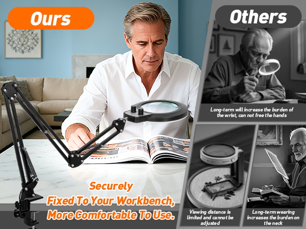 magnifier with light magnifying glasses with light for close work magnifying lamp Extra-long arm