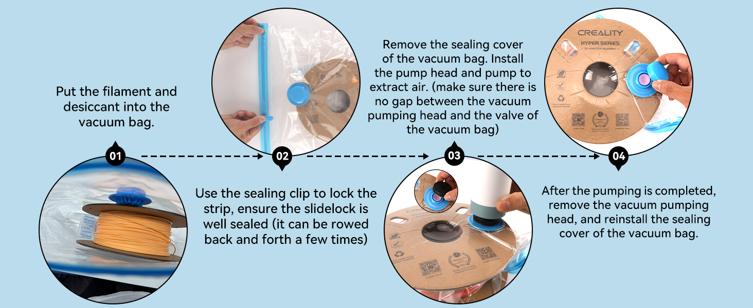 Filament Vacuum Storage Bags Kit Storage Bags with Desiccant 3D Printer Filament Sealed Bags 35*35cm