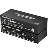 4K HDMI KVM Switch 2 Monitors 2 Computers 4K@60Hz, TAILAIERA Dual Monitor KVM Switcher 2PC Extend...