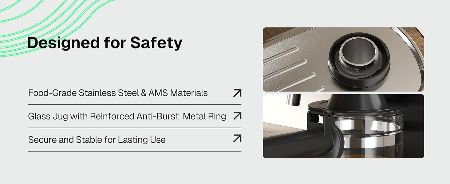 HBN Espresso Machine, 3.5Bar Espresso and Cappuccino Maker