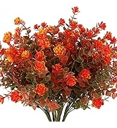 RECUTMS 8 Bundles Artificial Fall Flowers No Fade Faux Autumn Plants, Fake Indoor Outdoor Greener...