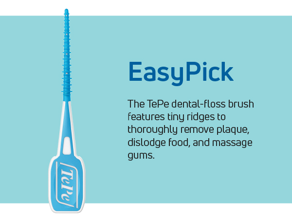 Information about a gum-care pick. Text reads: EasyPick. 