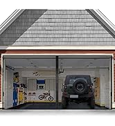 Garage Door Screen For 2 Car 16x7FT, Magnetic Screen Garage with Retractable Fiberglass Mesh and ...