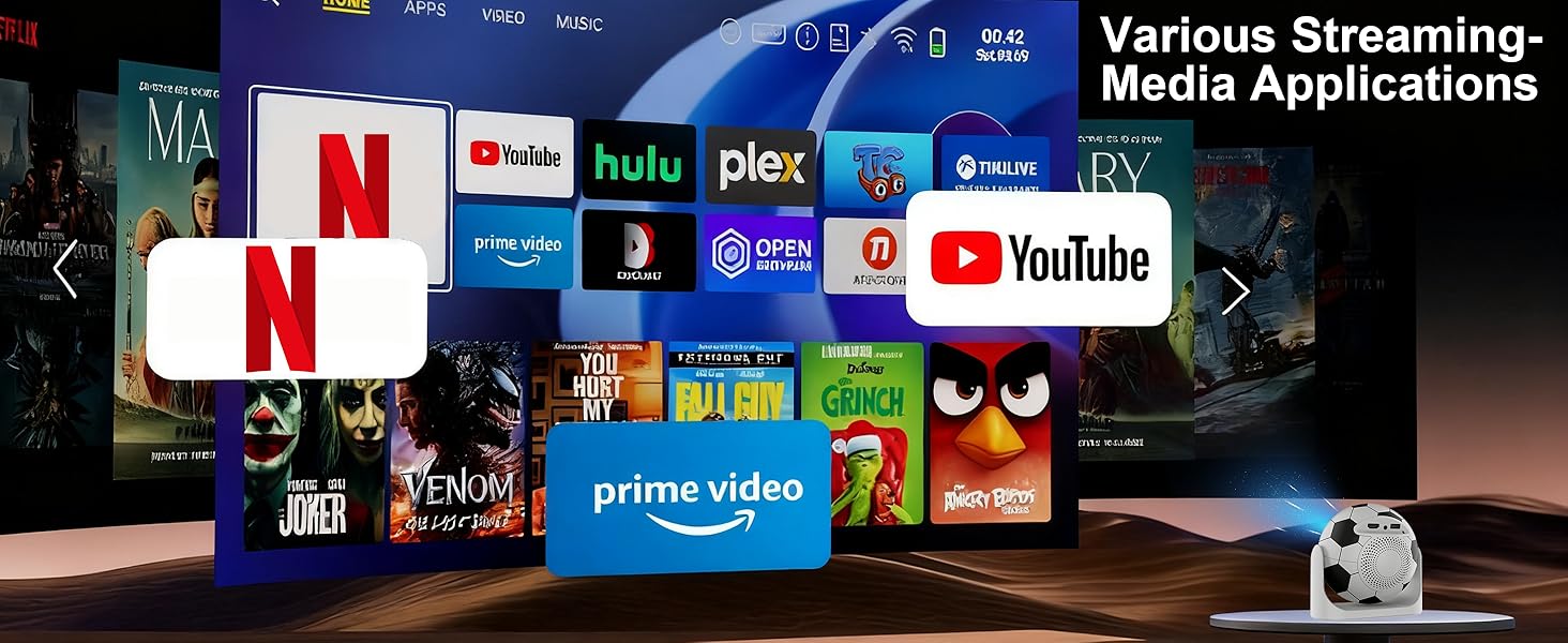 Movie Projector Compatible with HDM/USB/TV Stick/Phone/Laptop