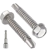VGBUY 50Pcs #14 x 1-1/2" Self Drilling Screws for Metal,410 Stainless Steel Self Tapping Screws,S...