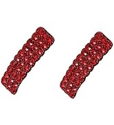 2Pcs Red Cute Rhinestones Korean Style Hair Clips,Rectangular Hairpins Shiny Luxury Hairpins Wedd...