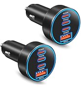 98W USB C Car Charger, 4-Port PD Super Fast Charging Type C Car Charger for Multiple Devices (Black)