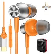 COOYA USB C Headphones HiFi Stereo In-Ear Wired Earbuds with Mic Volume Control for iPhone 17 16 ...