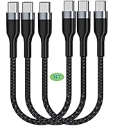 HOTNOW Short USB Type C to USB C Cable 1FT 3Pack, 12 inch USB C Charger Cable PD 65W Compatible w...