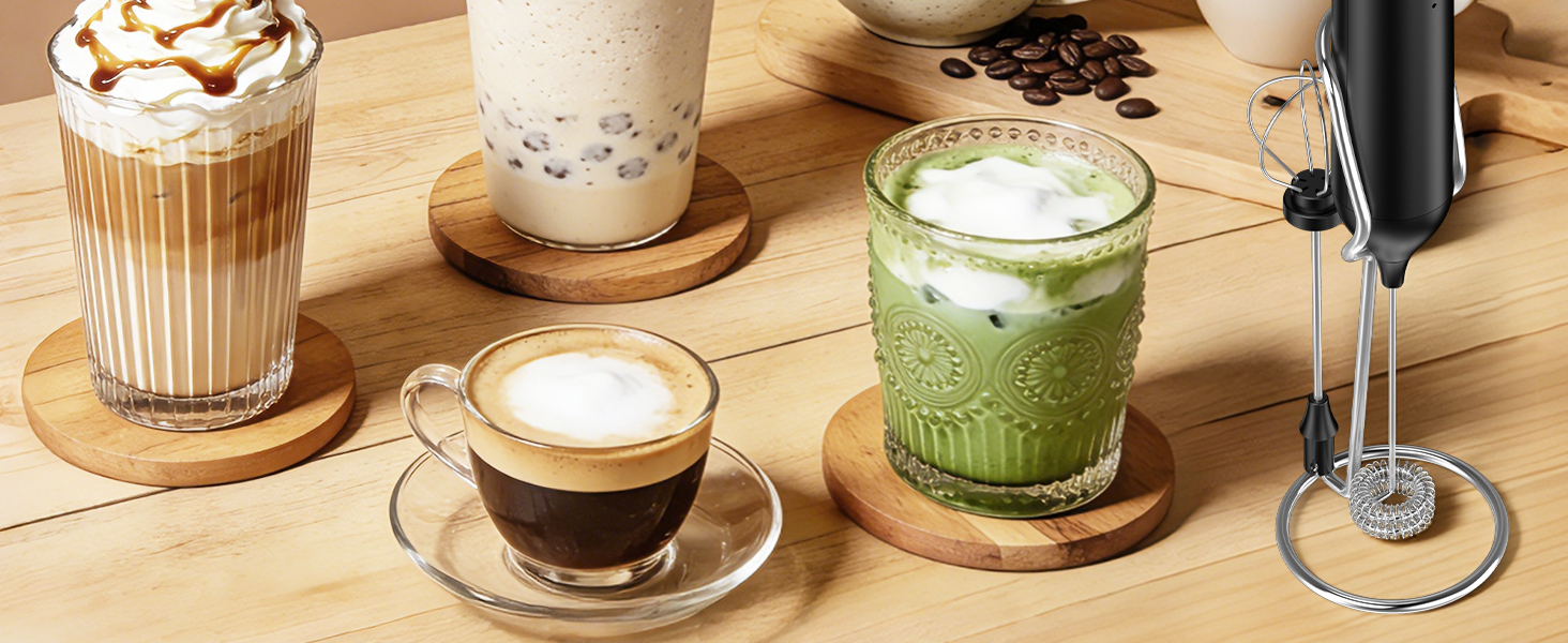 Rechargeable milk frother handheld