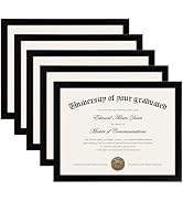 upsimples Certificate Frame, 8.5 by 11 Glass Diploma Frames, 5 Pack, Black | Displays 8.5x11 Docu...