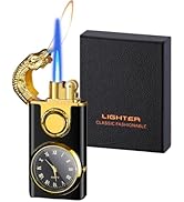 Torch Lighter, Magic Crocodile Dual Flame Lighter with Refillable Butane Design, Windproof Adjust...