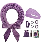Gwabee No Heat Overnight Curl Headband, 70" Soft Ribbon Wrap with 9 PCS Curling Rods and Yoga Str...