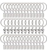 AMZSEVEN 40 Pack Curtain Rings with Clips, Drapery Clips with Rings, Drapes Rings 1.26 in Interio...