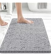 Bcoimo 24x17 Chenille Bath Mat – Non-Slip with Backing Bath Rug Ultra-Absorbent and Machine Washa...