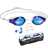 PHELRENA Swimming Goggles, with Scale Head Strap Swim Goggles, Clear Vision Anti Fog &amp; Glare No L...
