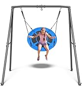 Trekassy Saucer Swing with Frame for Kids Outdoor, 440lbs Swing Set with Heavy Duty Metal Stand f...