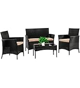 FDW Patio Furniture Set 4 Pieces Outdoor Rattan Chair Wicker Sofa Garden Conversation Bistro Sets...