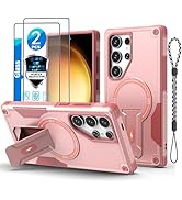 for Samsung S24 Ultra case[Compatible with MagSafe][with 2 * 9H Fingerprint Unlock Glass Screen P...