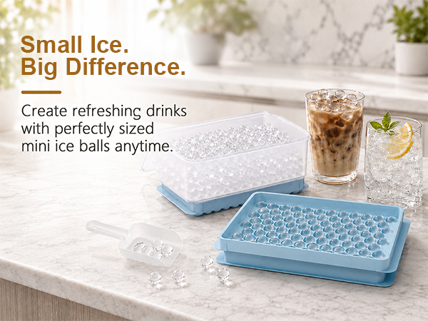 Mini Ice Cube Trays for Freezer with Lid
