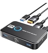 KVM Switch 1 Monitors 2 Computers Viagkiki USB Switch for 2 Computers Share Keyboard Mouse Printe...