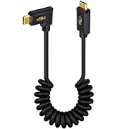 Duttek 40Gbps USB C to USB C Coiled Cable for Thunderbolt 3,Right Angled USB Type c Male to Male ...